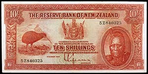 1934. Nueva Zelanda. Banco de la Reserva. 10 ... 