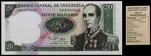 1987. Venezuela. Banco Central. ABTB. 20 ... 