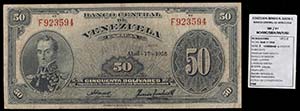 1958. Venezuela. Banco Central. ABNC. 50 ... 