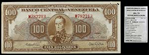 1962. Venezuela. Banco Central. ABNC. 100 ... 