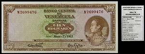 1963. Venezuela. Banco Central. TDLR. 100 ... 