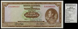 1972. Venezuela. Banco Central. TDLR. 100 ... 