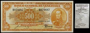 1947. Venezuela. Banco Central. ABNC. 500 ... 