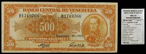 1957. Venezuela. Banco Central. ABNC. 500 ... 