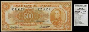 1960. Venezuela. Banco Central. ABNC. 500 ... 