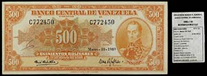 1969. Venezuela. Banco Central. ABNC. 500 ... 