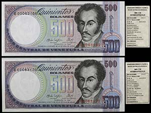 1987. Venezuela. Banco Central. BDDK. 500 ... 