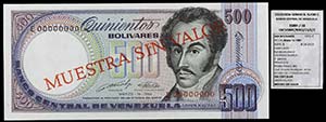 1989. Venezuela. Banco Central. BDDK. 500 ... 