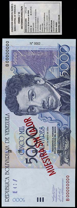 2004. Venezuela. Banco Central. CdMV. 5000 ... 