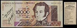 2002. Venezuela. Banco Central. CdMV. 10000 ... 