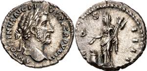 (154-155 d.C.). Antonino pío. Denario. ... 