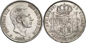 1882. Alfonso XII. Manila. 50 centavos. (AC. ... 
