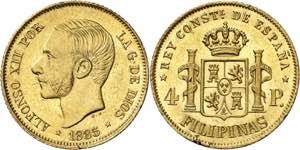 1885. Alfonso XII. Manila. 4 pesos. (AC. ... 