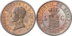 1912*2. Alfonso XIII. PCV. 1 céntimo. (AC. ... 