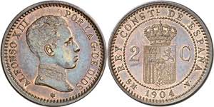 1904*04. Alfonso XIII. SMV. 2 céntimos. ... 