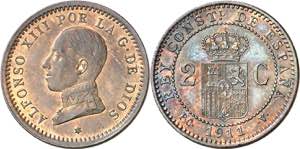 1911*11. Alfonso XIII. PCV. 2 céntimos. ... 