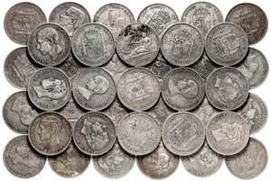 1870 a 1898. 5 pesetas. Lote de 39 monedas. ... 