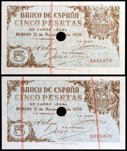1936. Burgos. 5 pesetas. (Ed. D18n) (Ed. ... 