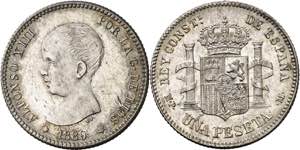1889*--89. Alfonso XIII. MPM. 1 peseta. (AC. ... 