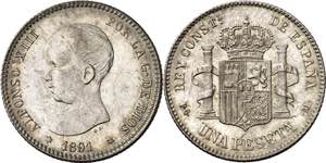 1891*-891. Alfonso XIII. PGM. 1 peseta. (AC. ... 