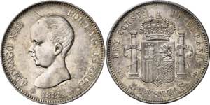 1888*1888. Alfonso XIII. MSM. 5 pesetas. ... 