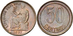 1937. II República. 50 céntimos. (AC. 28). ... 