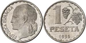 1935. II República. 1 peseta. (AC. 39, ... 
