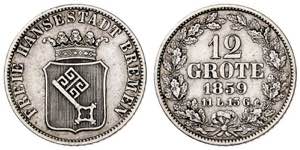 Alemania - Alemania. Bremen. 1859. 12 grote ... 