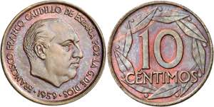 1959. Franco. 10 céntimos. (AC. 14). Prueba ... 