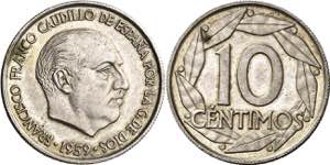1959. Franco. 10 céntimos. (AC. 15). Prueba ... 