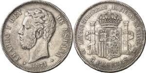 1871*7118. Amadeo I. SDM. 5 pesetas. (AC. ... 