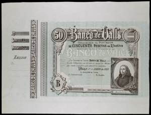 Banco de España - 1922. Banco de Valls. 50 ... 