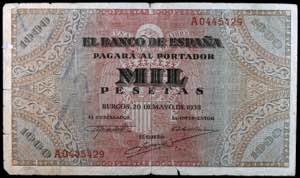 Banco de España - 1938. Burgos. 1000 ... 