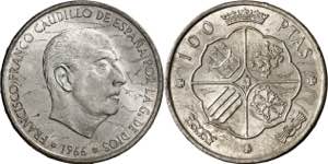 1966*1967. Franco. 100 pesetas. (AC. 146). ... 