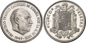 1949*E-51. Franco. 5 pesetas. (AC. 153). II ... 