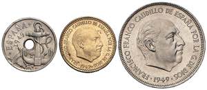 1949*E-51. 50 céntimos, 1 y 5 pesetas. (AC. ... 