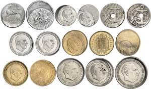 Franco. Conjunto de 16 monedas con errores, ... 