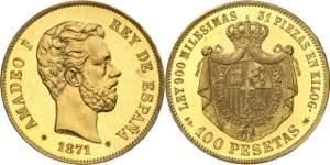 1871*1871. Amadeo I. SDM. 100 pesetas. (AC. ... 