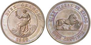1869. Gobierno Provisional. 10 céntimos. ... 