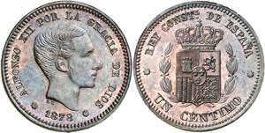 1878. Alfonso XII. Barcelona. 1 céntimo. ... 