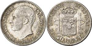 1881*81. Alfonso XII. MSM. 50 céntimos. ... 