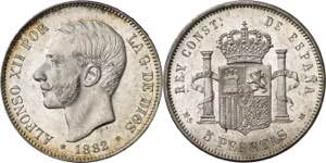 1882*1882. Alfonso XII. MSM. 5 pesetas. (AC. ... 
