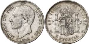 1883/1*1883. Alfonso XII. MSM. 5 pesetas. ... 