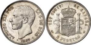 1885*1885. Alfonso XII. MSM. 5 pesetas. (AC. ... 