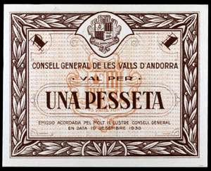 Andorra. 1 peseta. (T. 11d). Emisión ... 