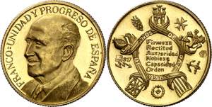 Medalla dedicada a Franco. Oro. 3,37 g. Ø20 ... 