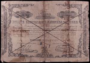 1853. Junta de Moneda de Barcelona. Billete ... 