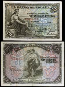 1906. 25 y 50 pesetas. (Ed. B98a y B99) (Ed. ... 