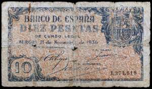 1936. Burgos. 5 pesetas. (Ed. D19) (Ed. ... 