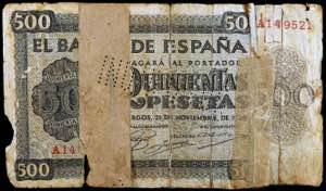 1936. Burgos. 500 pesetas. Falso de época. ... 
